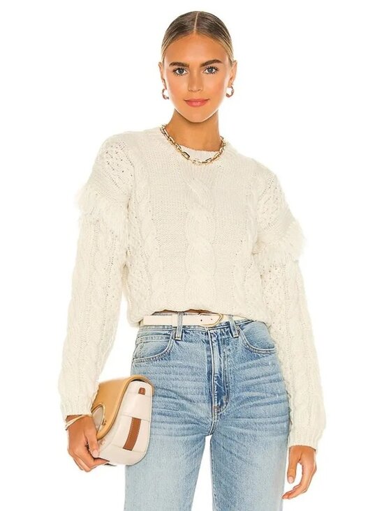 Cupcake And Cashmere Sweaters - Cupcake And Cashmere Womens Solstice Sweater Britch Ivory Size Large CK406882